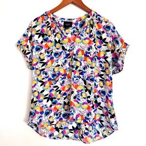 W5 Anthropologie Colorful Floral Print Blouse Top Size Medium